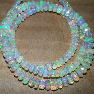 5mm Natural Blue Opal Shaded Smooth Heishi Beads