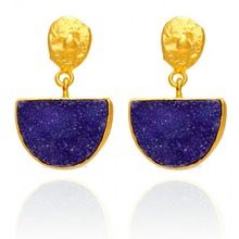 Blue dyed Druzy gemstone earrings