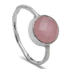Pink Chalcedony Flat Hammered rings