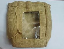 Jute Pouch Bag with PVC window