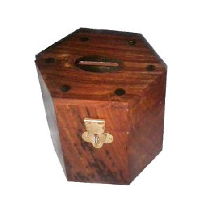 Handcrafted Wooden Box Money Bank