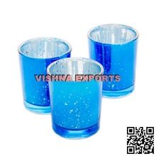 Sky Blue Mercury Glass Votive