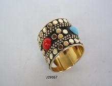 Brass and ceramic Mosaic Napkin Ring