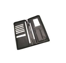 Black leather handmade travel wallet