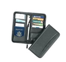 Zip closure leather travel wallet