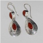 Handmade Red Onyx Earring 925 Sterling Silver