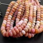 Pink Opal Rondelle Smooth Gemstone Beads
