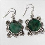 Silver 925 Emerald Gemstone Earring Jewelry