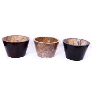 Soapstone Round Shaped Glazed Stone Pot