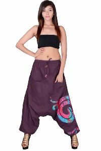 Cotton Women Solid Party Wear Dark-Purple 2 Pockets Trouser