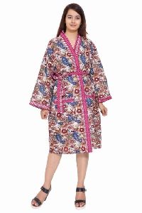 Pink Short Cotton Kimono Robe