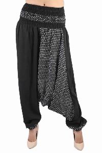 Poly Crepe Party Wear Black Harem Trouser Poly Crepe Afghani Trouser