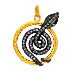 silver snake charm gold pendant