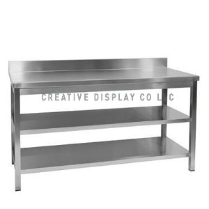 Work top table with 2 under shelf 200cm