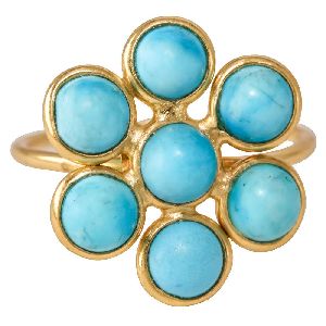 Turquoise Gold Plated Handmade Adjustable Rings