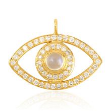 Gold Moonstone Genuine Diamond Evil Eye