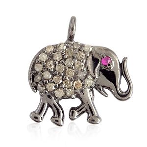 Silver Elephant Charm Pendant