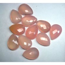 pink chalcedony gemstone flat bead