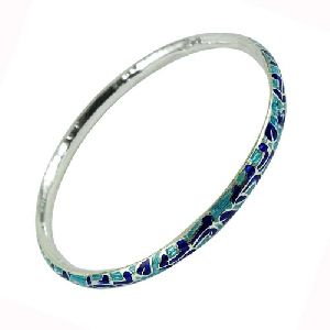 925 Silver Handmade Jewellery Graceful Inlay Bangle