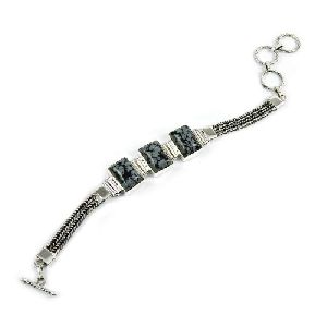 Charming Zebra Jasper Gemstone Sterling Silver Bracelet 925 Sterling Silver Vintage Jewellery