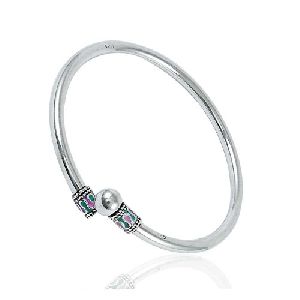 Good Fortune Inlay 925 Sterling Silver Bangle