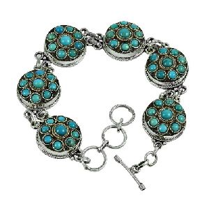 Lustrous Turquoise Gemstone Sterling Silver Bracelet 925 Sterling Silver Fashion Jewellery