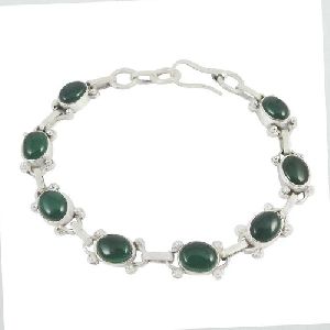 New Design Green Onyx Gemstone Sterling Silver Bracelet Jewelry