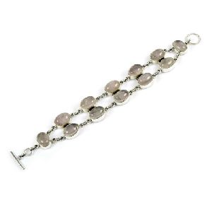 Rare Rose Quartz Gemstone Sterling Silver Bracelet 925 Sterling Silver Fashion Jewellery