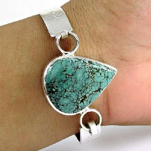 Stunning Turquoise Gemstone Sterling Silver Bangle 925 Silver Jewellery