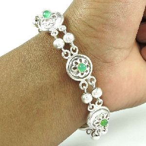 Trendy Green Onyx Gemstone Sterling Silver Bracelet 925 Sterling Silver Jewellery