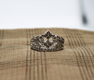 Silver studded crown ring