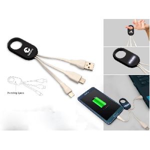 3 in 1 Data Cable with Light Up Logo