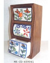 Ceramic Drawers With Wooden Chest