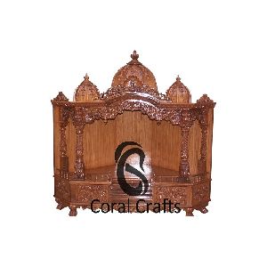 WOODEN CORNER TEMPLE FOR HOME