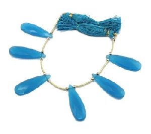 Blue CHALCEDONY Faceted Pear Shape Beads
