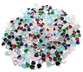 Heart Shape Crystal Quartz Connector Silver Plated Connector