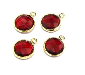 Red Hydro Quartz Connector Jewelry 24k Gold Plated Connector