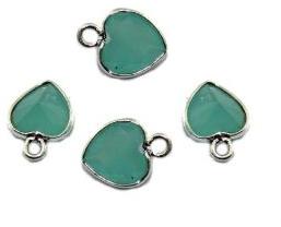 Silver Plated Aqua Chalcedony Connector