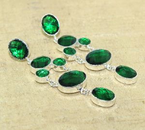 Silver Plated Emerald Quartz Earring