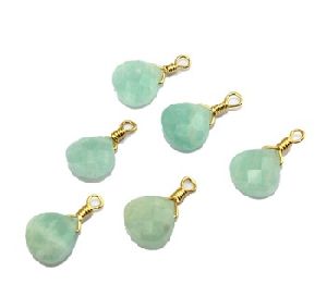 Teardrop Natural Amazonite Gold Plated