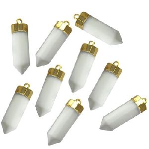 White Agate Connector Jewelry Bullet Shape 24k Gold Plated Connector