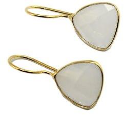 White Chalcedony Earring 24k Gold Plated Earring