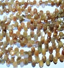 Peach Moonstone Side-drilled Faceted Coin gemstone Beads