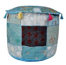 Patchwork Round Pouf Cover
