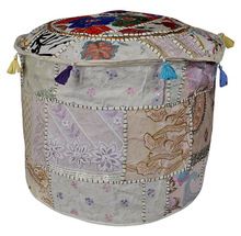 Royal Patchwork Round Pouf Cover