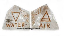 Crystal Quartz Engraved 4 Elements Pyramid