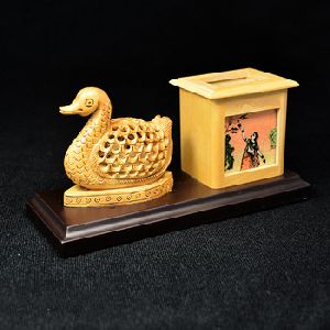 Desk Decorative Wooden Table Duck with Pen Stand