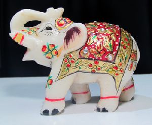 Marble Elephant With Jewellery Painting