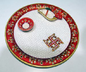 Marble Prayer Plat With Jewellery Painting