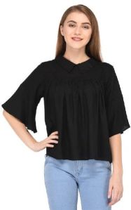 Plain Rayon Black Simple Pattern Top, Size : XS, XL, XXL